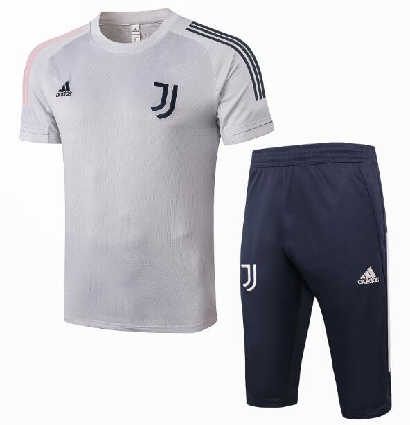 Juventus Light Grey Training Kits Capri Pants with Shirt 2020/21